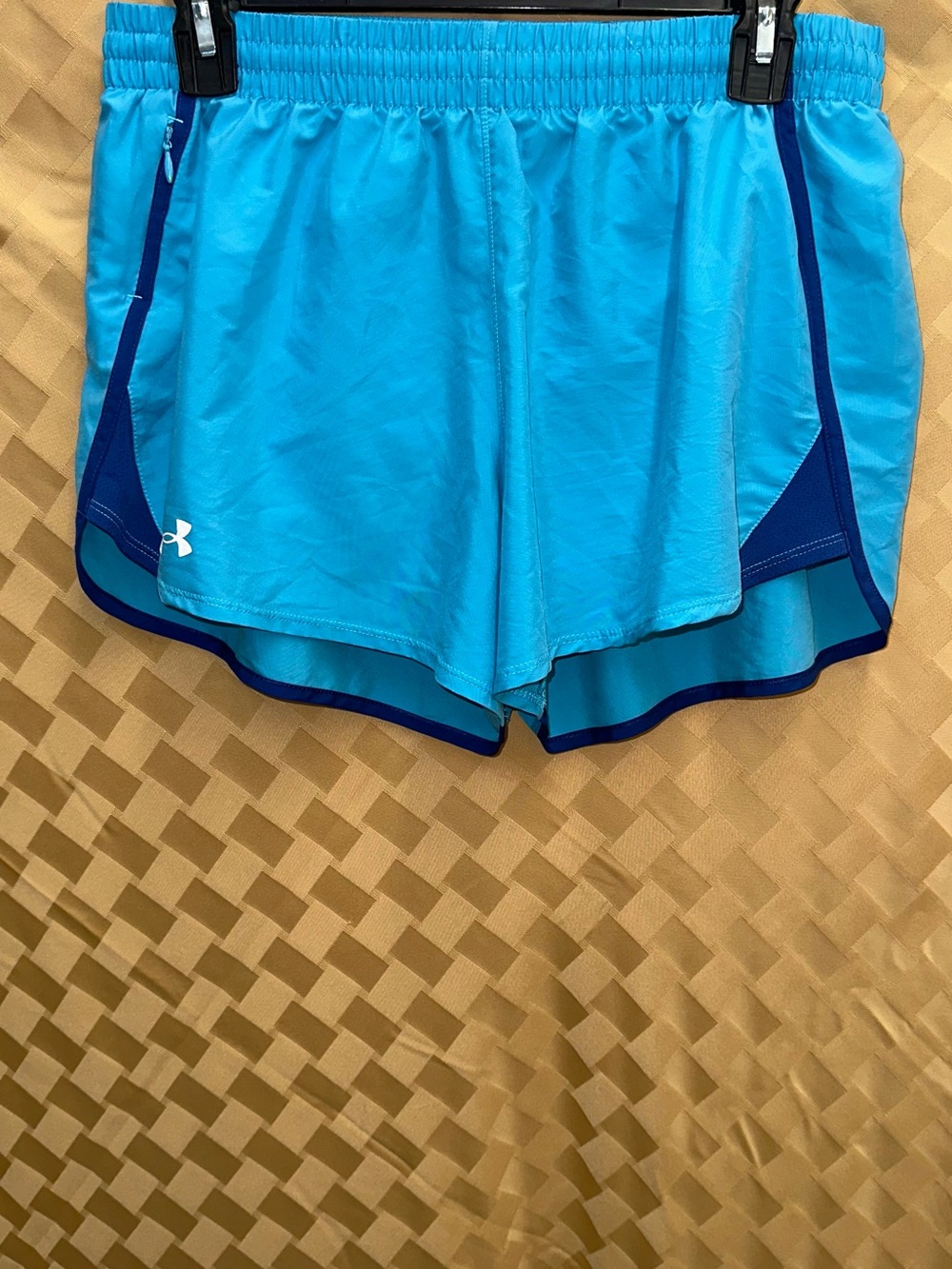Under Armour Turquoise Running Shorts with Navy Trim
